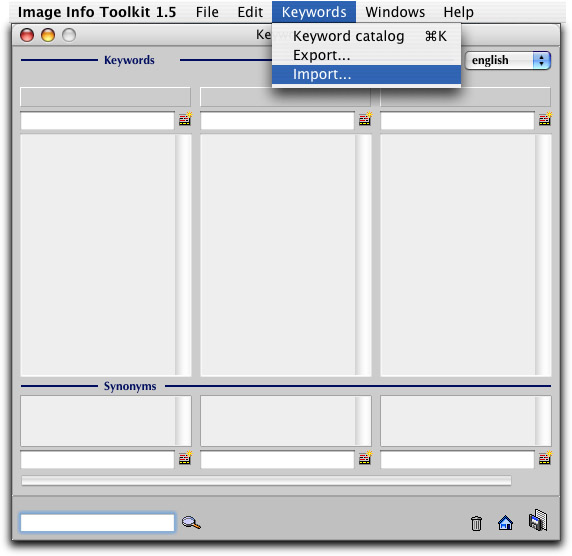 Image Info Toolkit Keywor Catalog Import Menu
